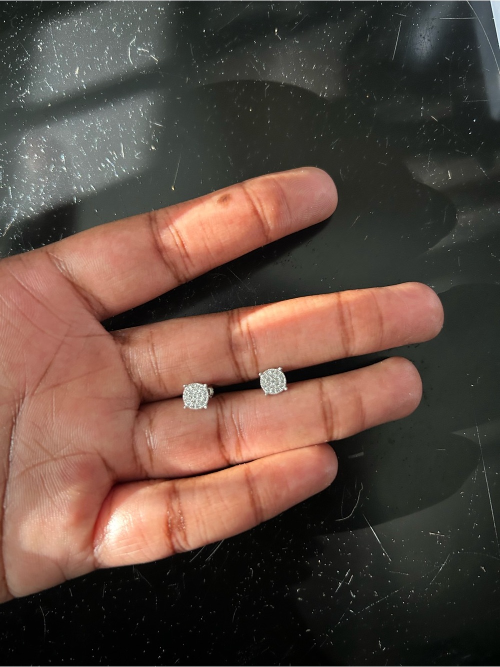 Sterling Silver Cubic Zirconia Stud Earrings - White